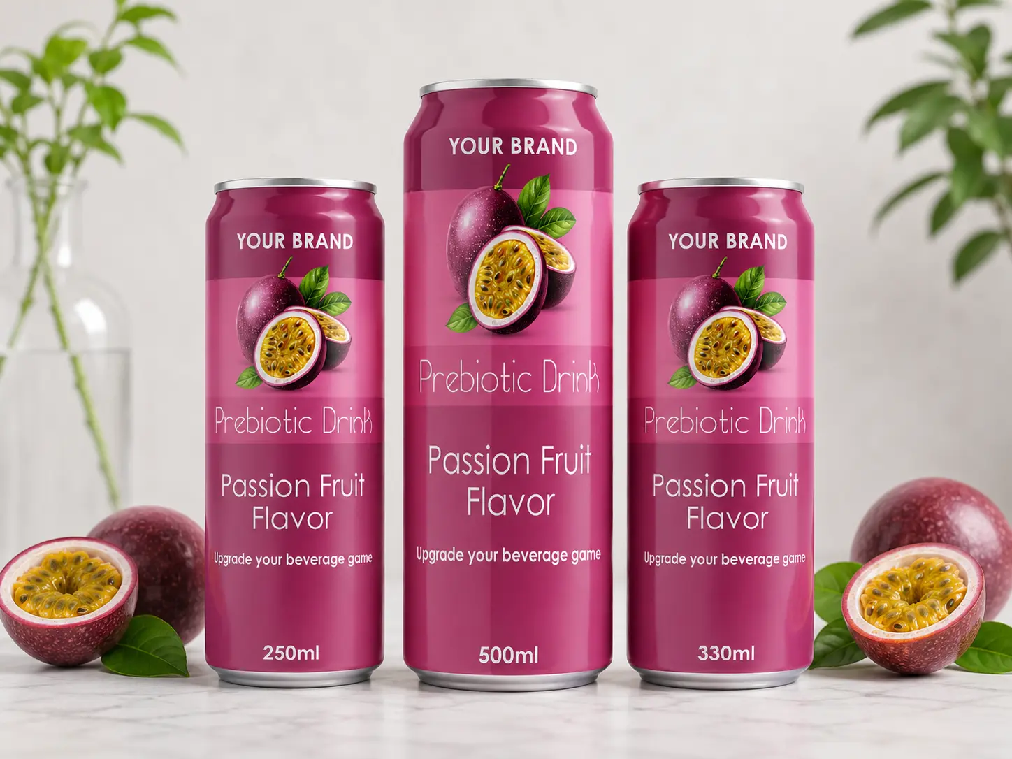 PREBIOTIC DRINK Passion Fruit Flavor 250ml, 330ml and 500ml cans